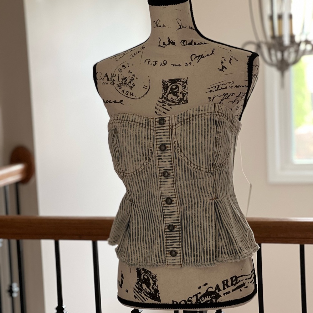 Pilcro Denim Corset. Striped, size S  *NWT*
